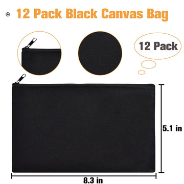 ZeeDix estuche lona negro con cremallera, perfecto para viajes y organización.