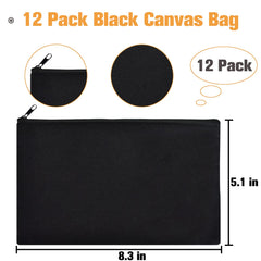 ZeeDix estuche lona negro con cremallera, perfecto para viajes y organización.