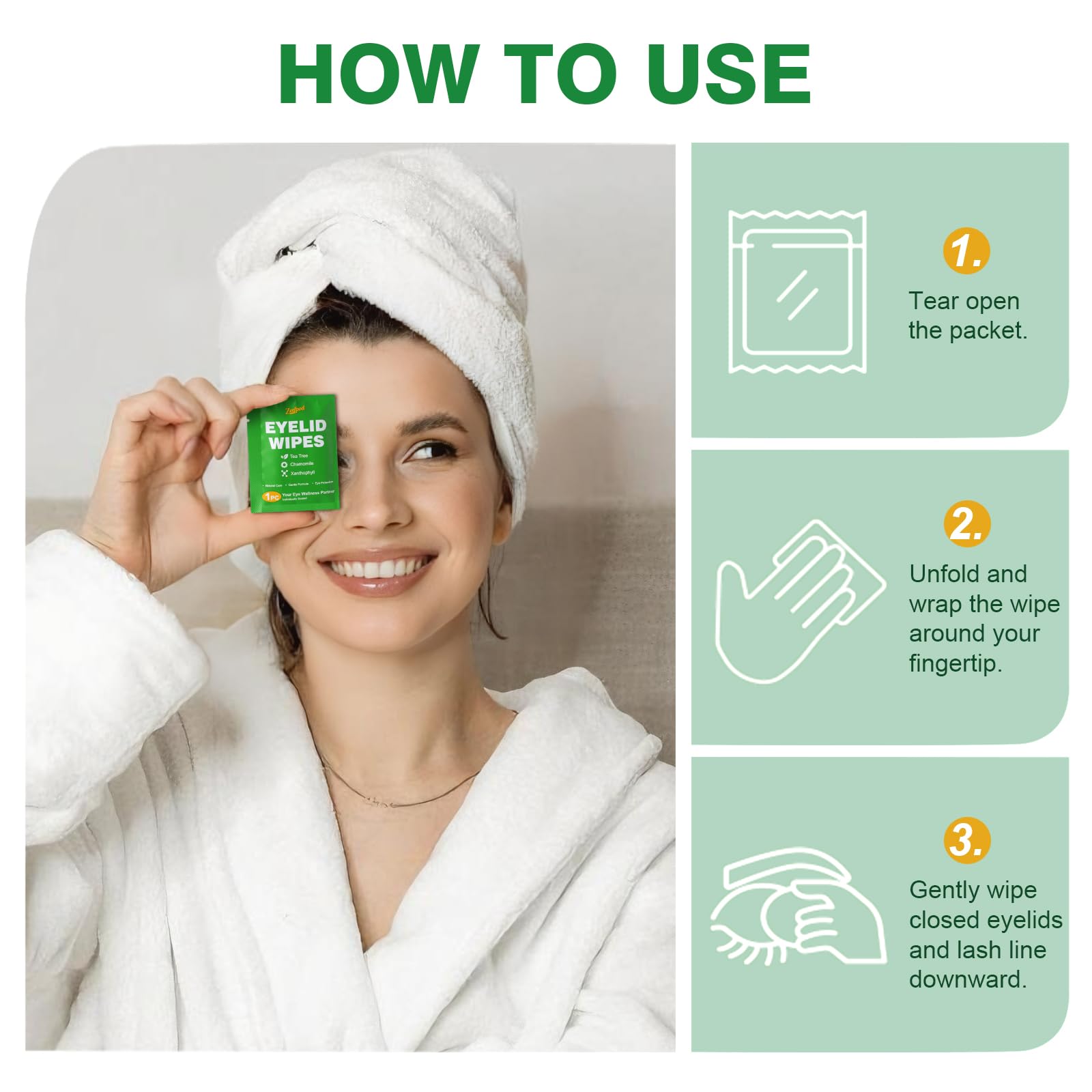 Zeefpod toallitas para párpados con aceite de árbol de té, sensación refrescante