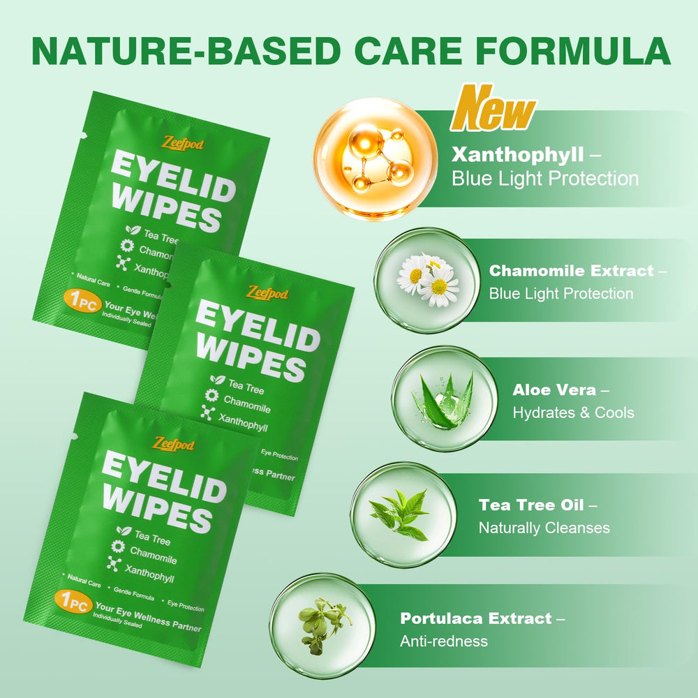 Zeefpod toallitas para párpados con aloe vera, hidratación calmante