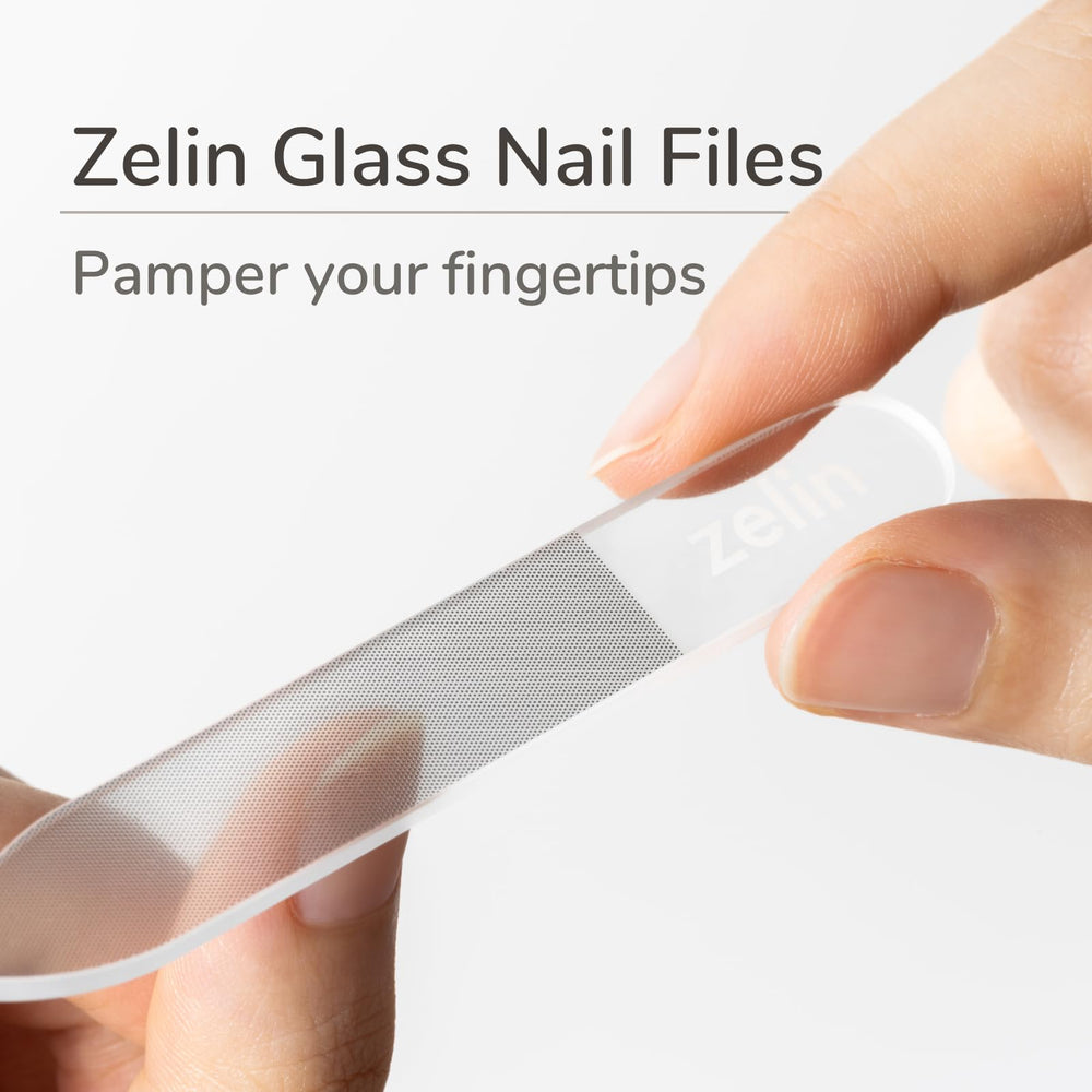 Lima de uñas de vidrio Zelin redonda, acabado uniforme para uñas naturales