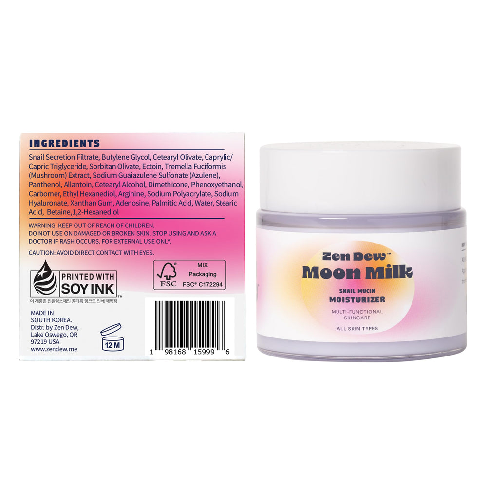 Zen Dew Moon Milk peut être utilisé seul ou avec le sérum Glow.