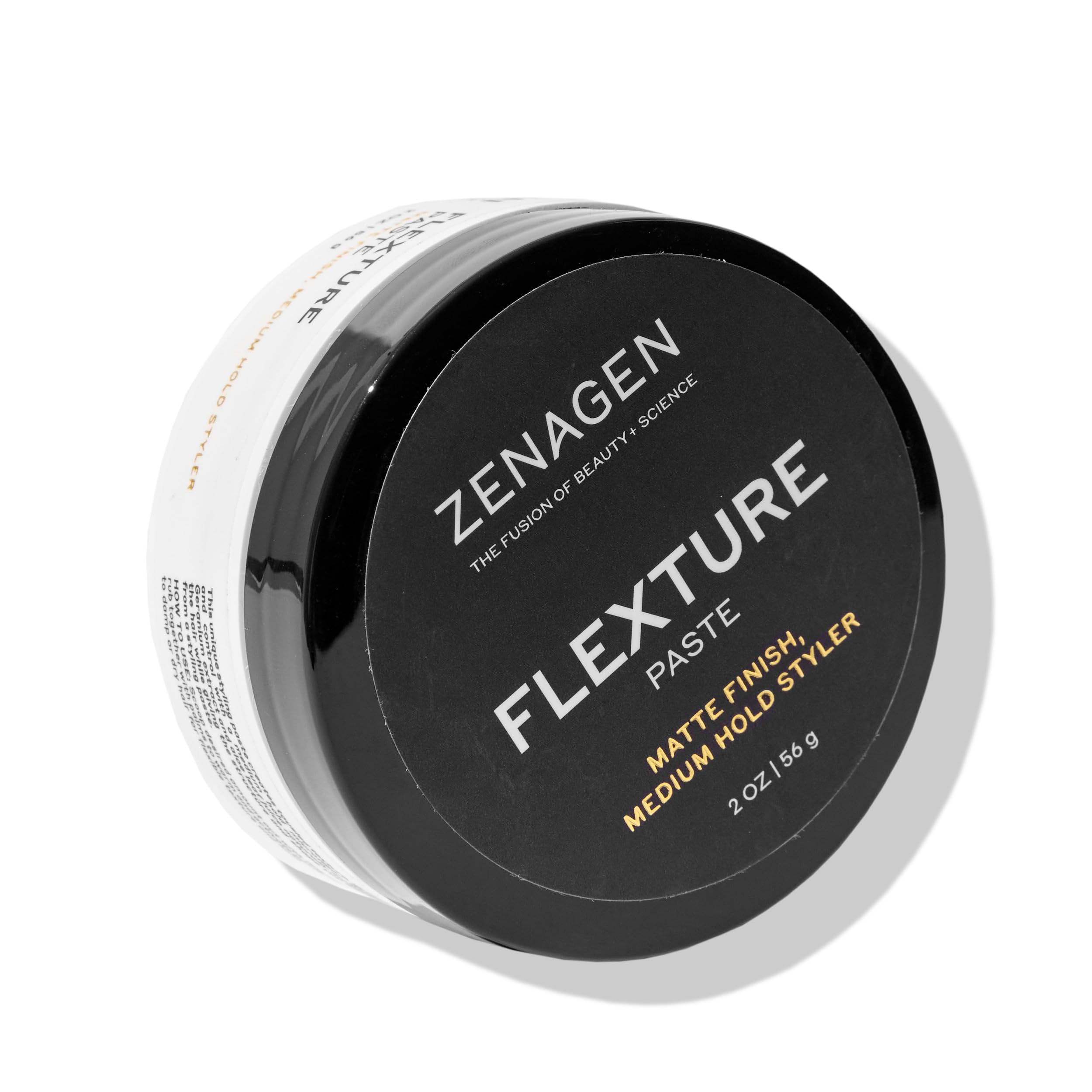 Zenagen Flexture Paste ofrece acabado mate para peinados naturales sin brillo.
