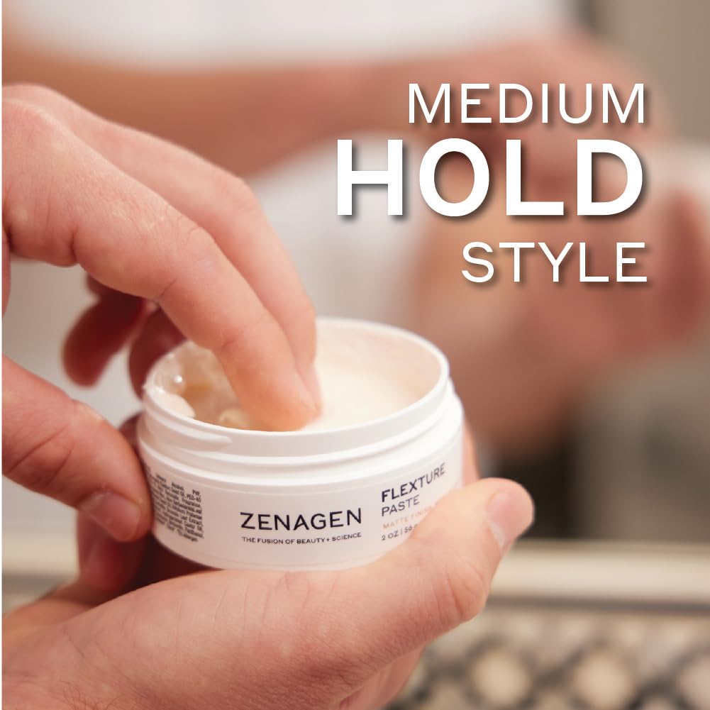 Zenagen Flexture Paste: textura microfibra define mechones sin apelmazar.