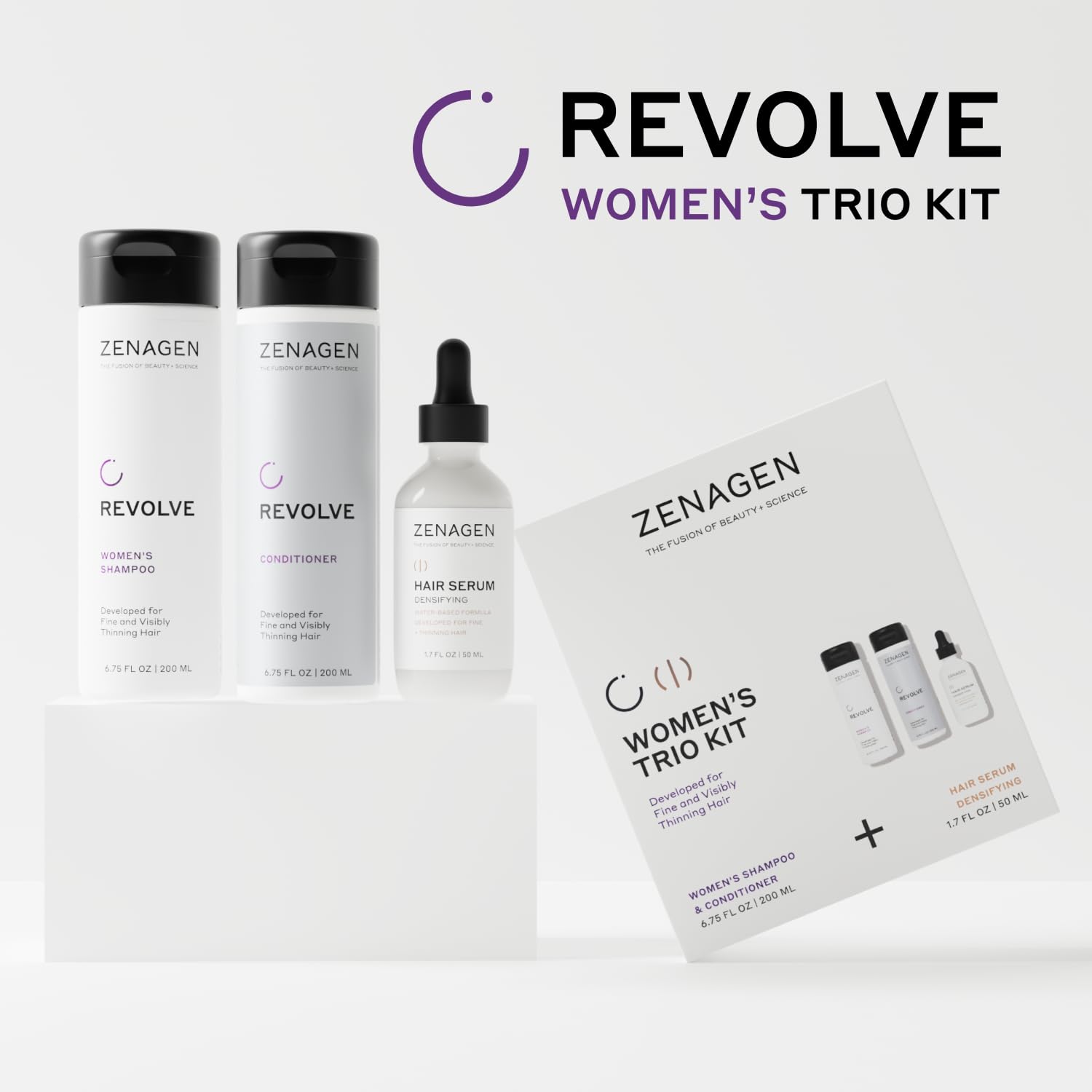 Zenagen Revolve acondicionador, botella frontal, desenreda y aporta suavidad al peinado.