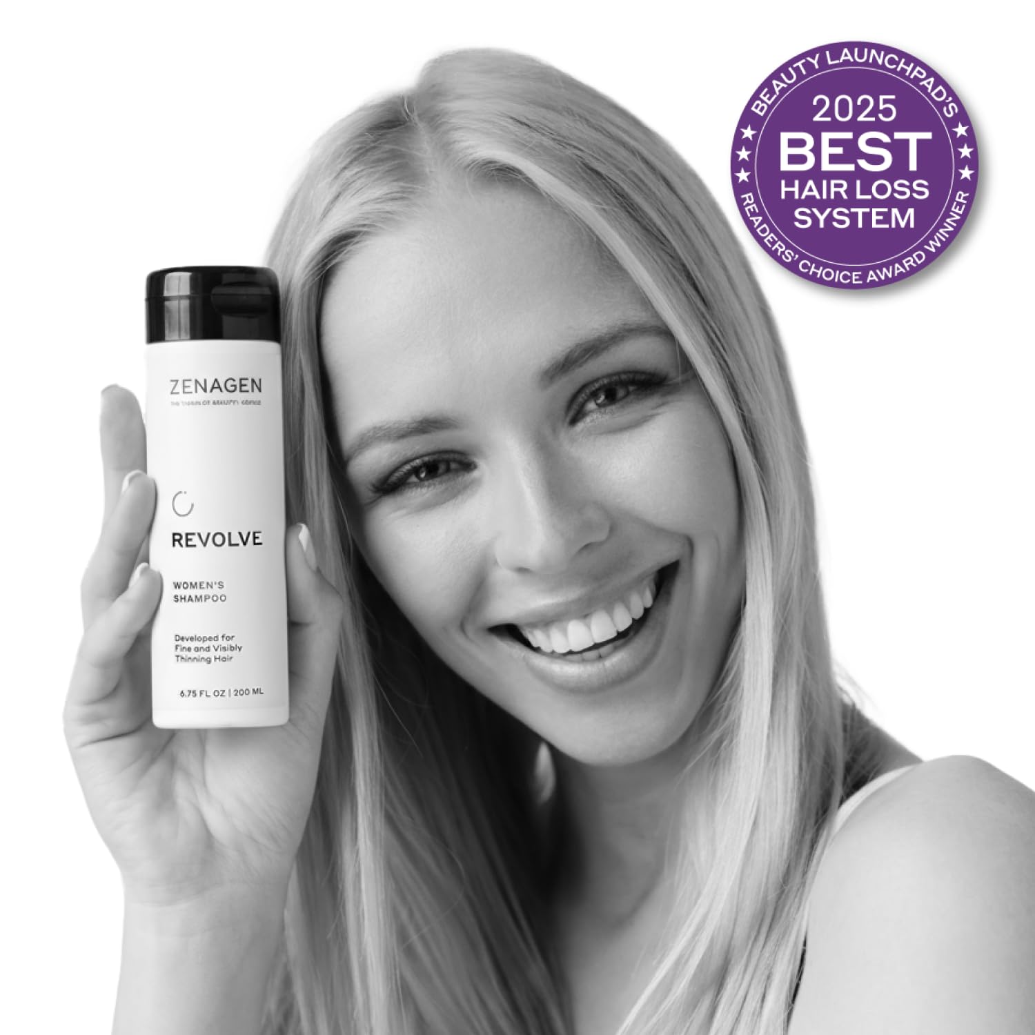 Zenagen Revolve acondicionador, textura cremosa facilita peinar sin enredos.