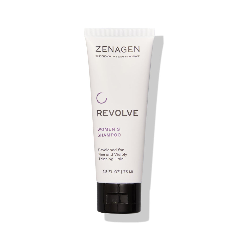 ZENAGEN Revolve Champú Mujer, bote visible para uso diario y cómodo de almacenar.