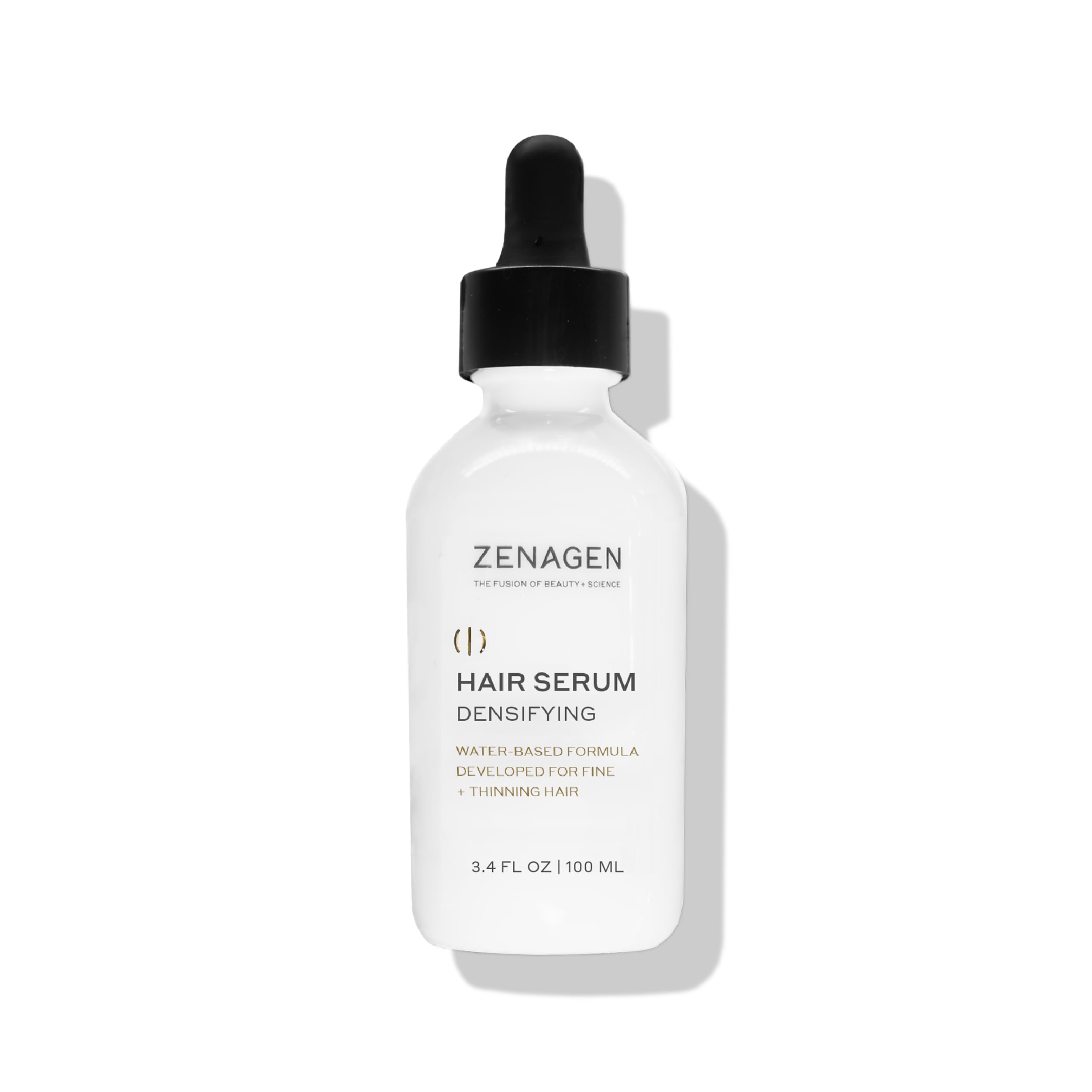 Zenagen suero densificante, botella en primer plano, mejora densidad capilar.