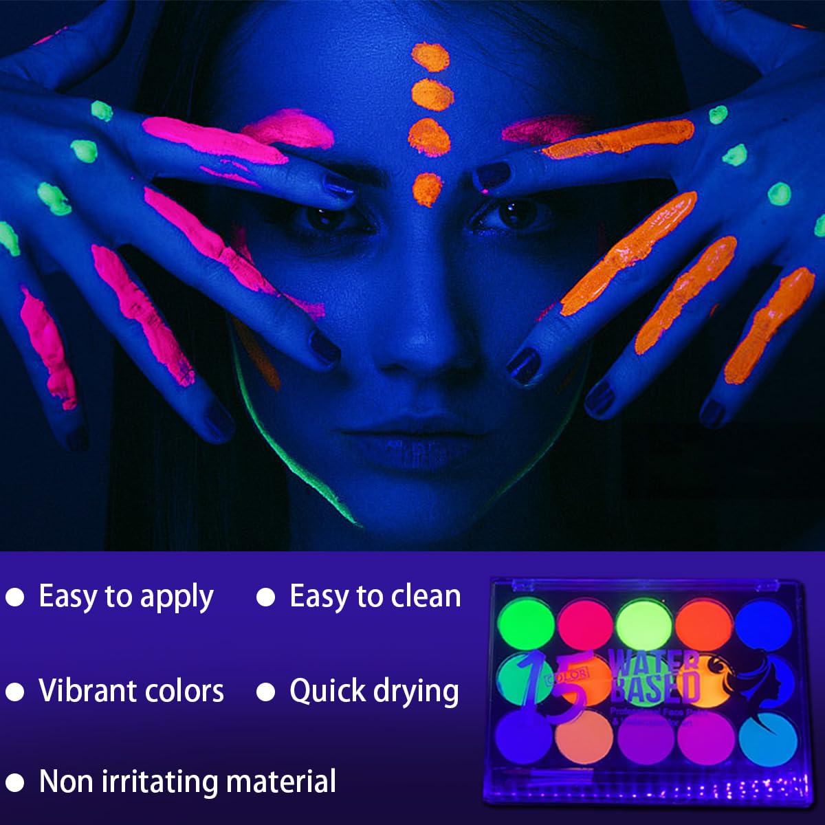 Zengdabomy paleta pintura cuerpo neon para festivales y fiestas brillantes.