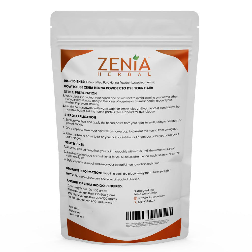Henna Zenia, polvo tamizado triple para mezcla más suave