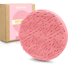Esponja corporal de silicona Zennow con mango ergonómico para duchas cómodas.