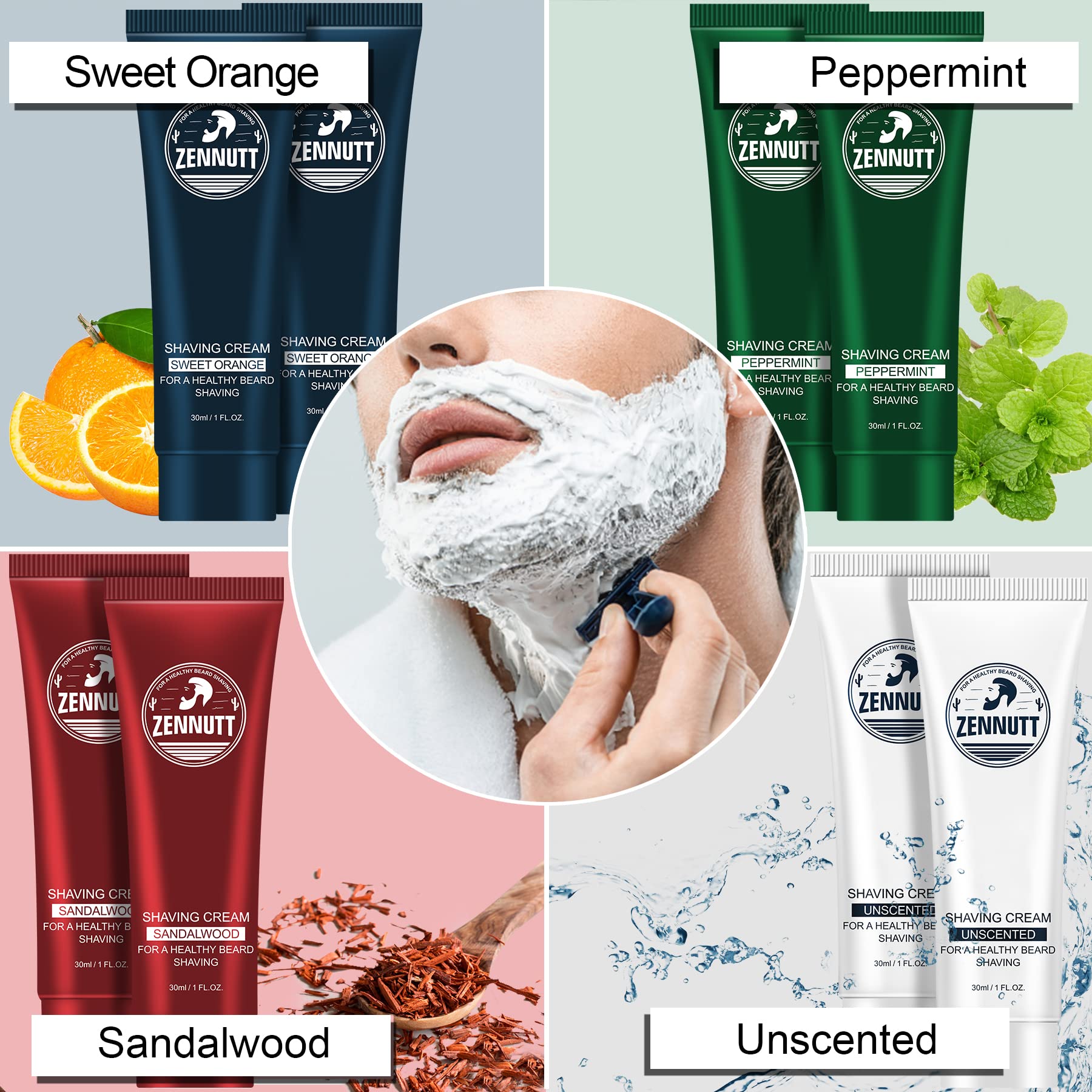 Regalo de afeitado ZENNUTT con varias fragancias para hombre.