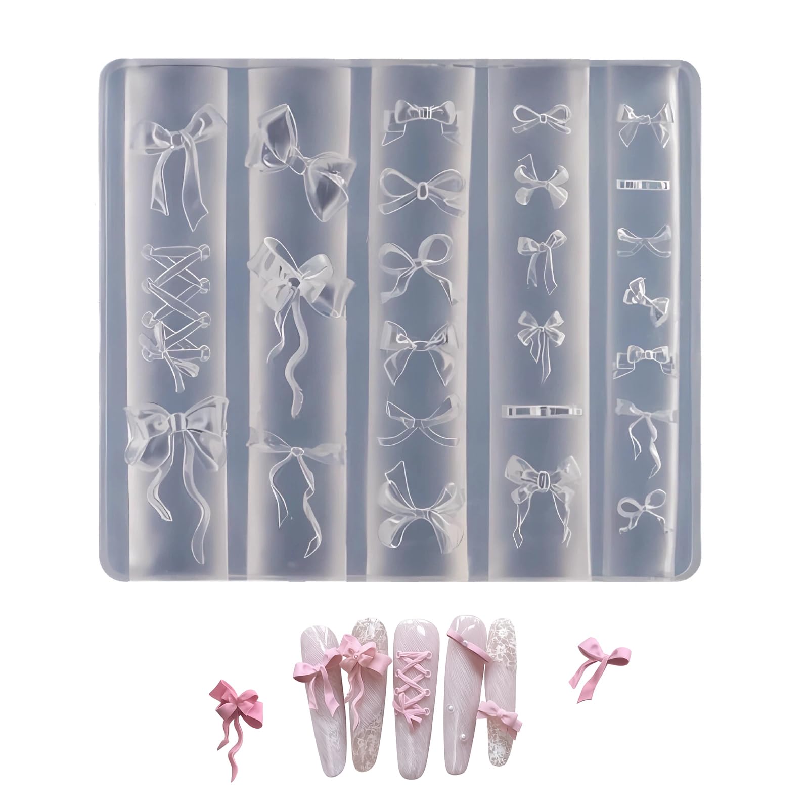 Zenoco molde silicona 3D lazo para uñas, crea decoraciones elegantes en casa