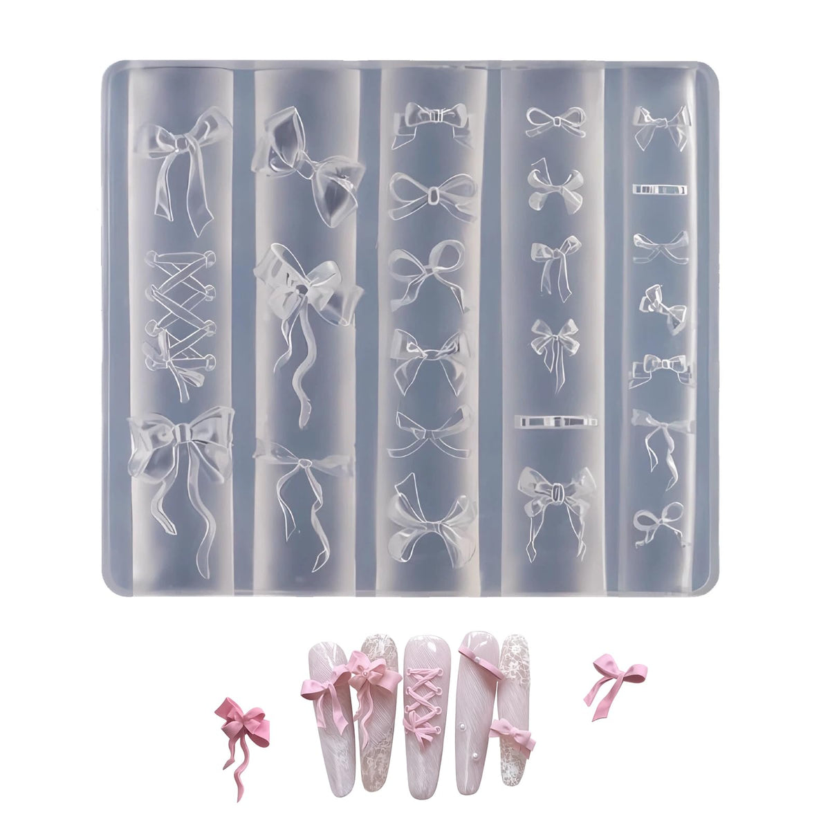 Zenoco molde silicona 3D lazo para uñas, crea decoraciones elegantes en casa