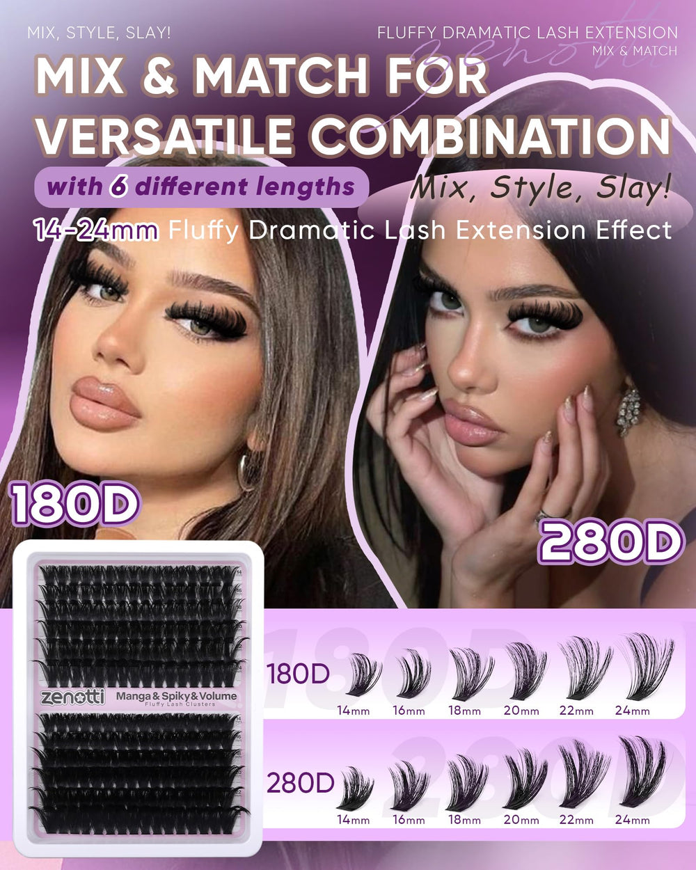 Pestañas Zenotti 14-18mm para look diario con glamour moderado.