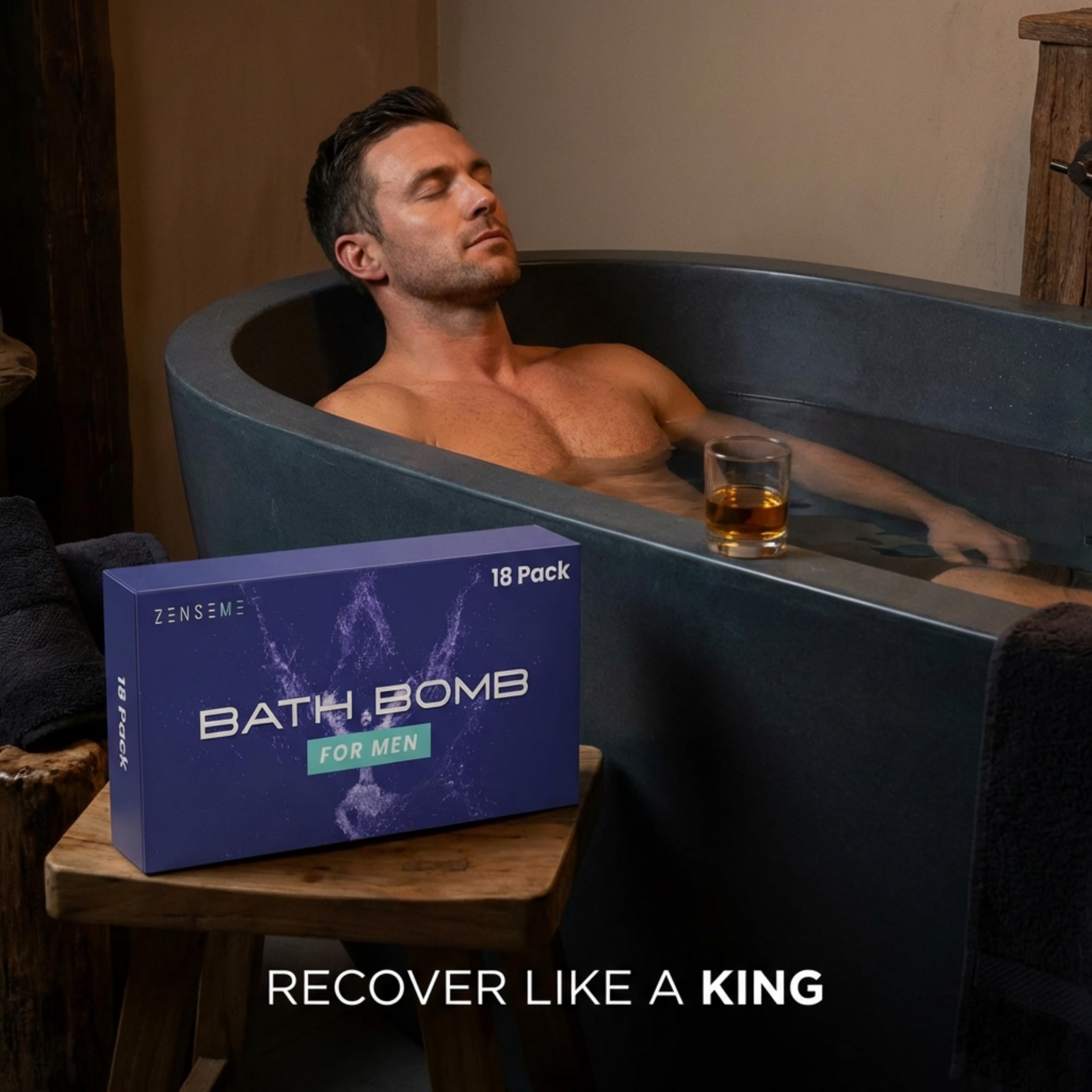 ZenseMe bombas de baño para hombre con vainilla: suavidad hidratante y aroma acogedor.
