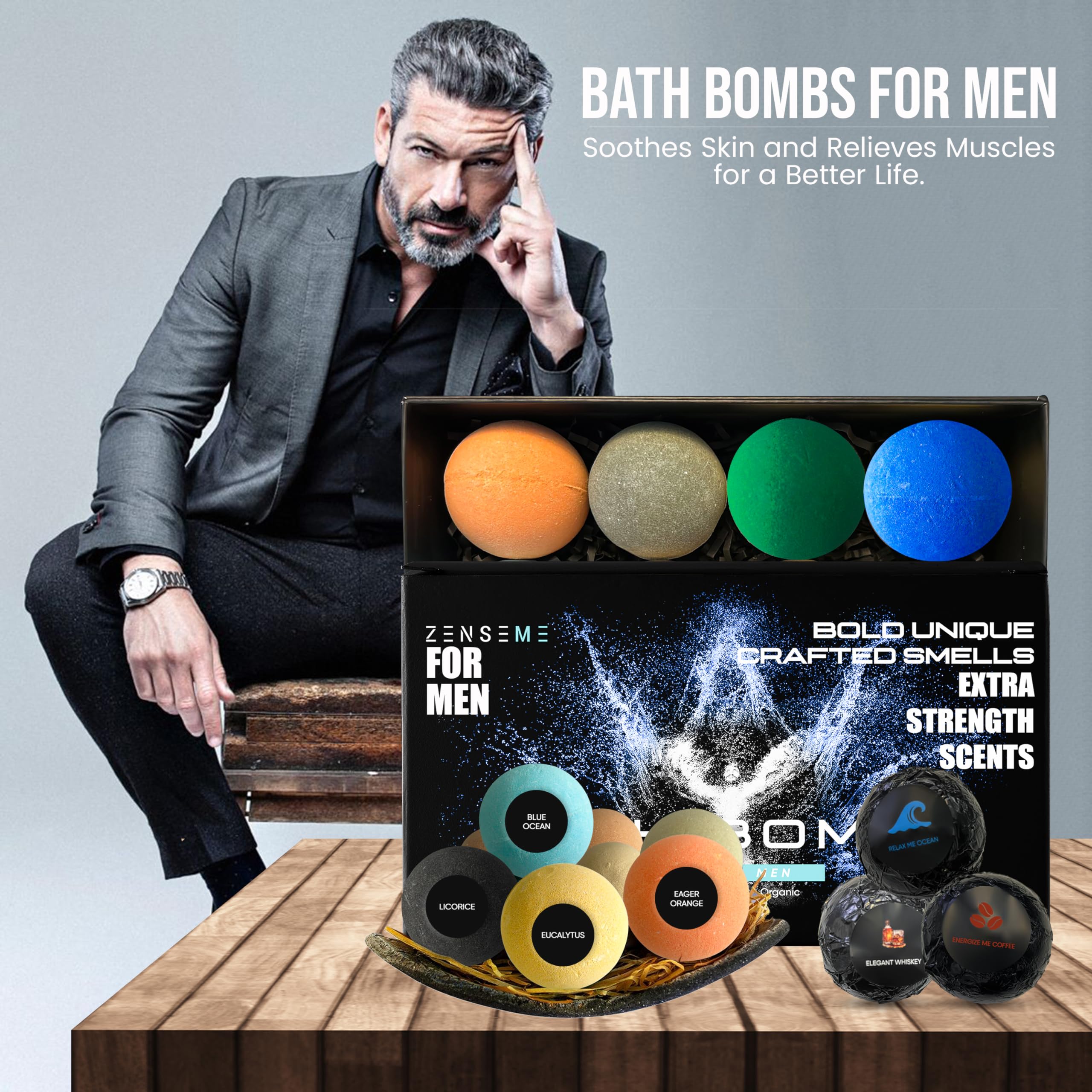 ZenseMe bombas de baño whisky, fragancia masculina y relajante para el baño.