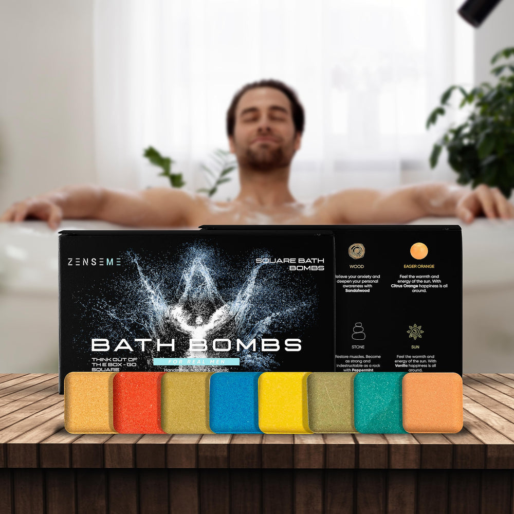 ZenseMe bomba de baño para hombres, aroma menta, sensación vigorizante.