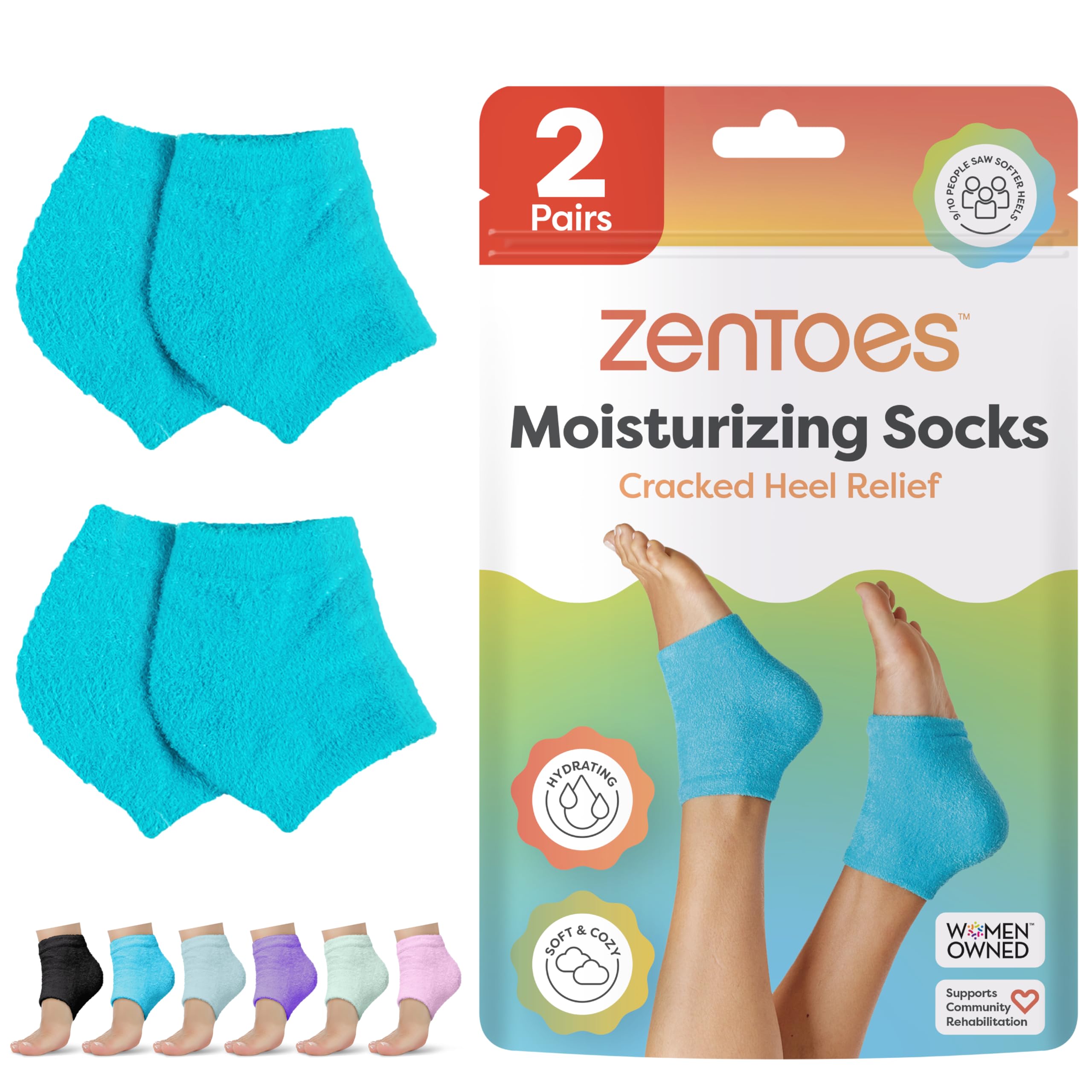 ZenToes calcetines hidratantes para talones agrietados, uso nocturno para mayor suavidad.