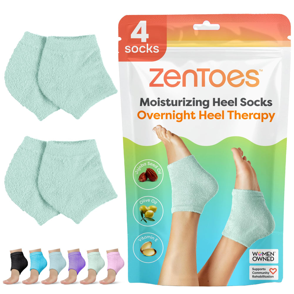 ZenToes calcetines hidratantes suavizan talones secos durante la noche.