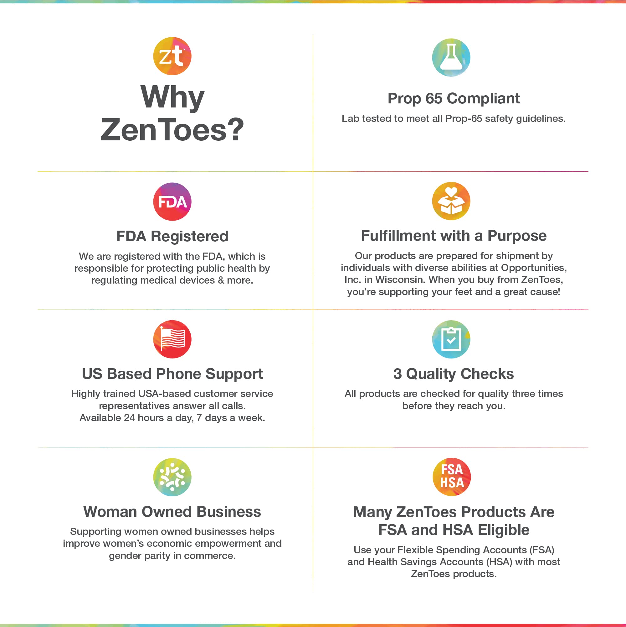 ZenToes higienizados, lavables y reutilizables para uso repetido.