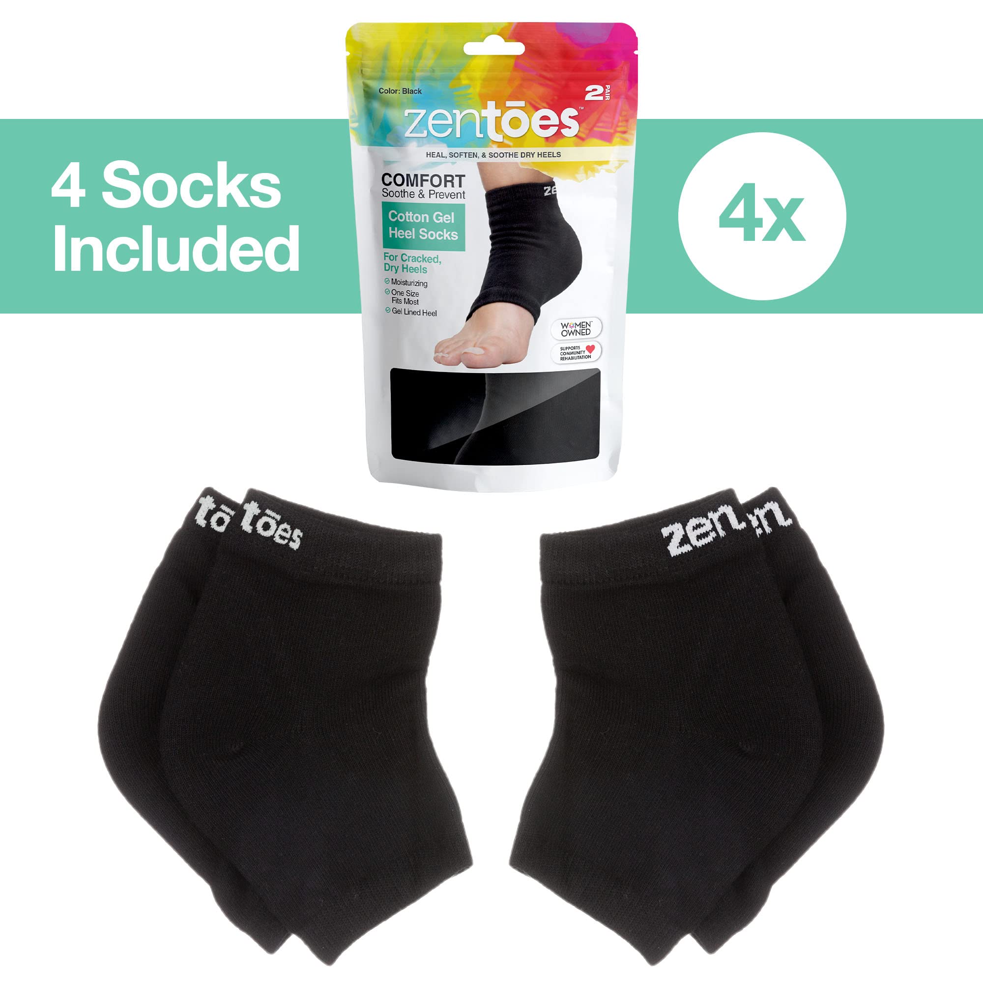 ZenToes calcetines de talón con gel infusionado de jojoba, oliva y vitamina E.