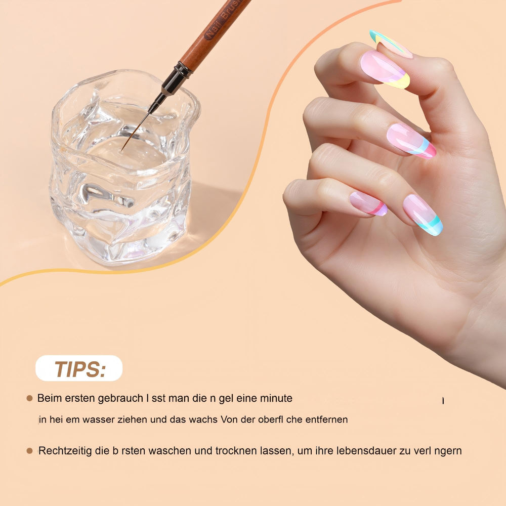 ZEOHBETY pinceles para delineación en uñas, detalle fino y diseño en madera.