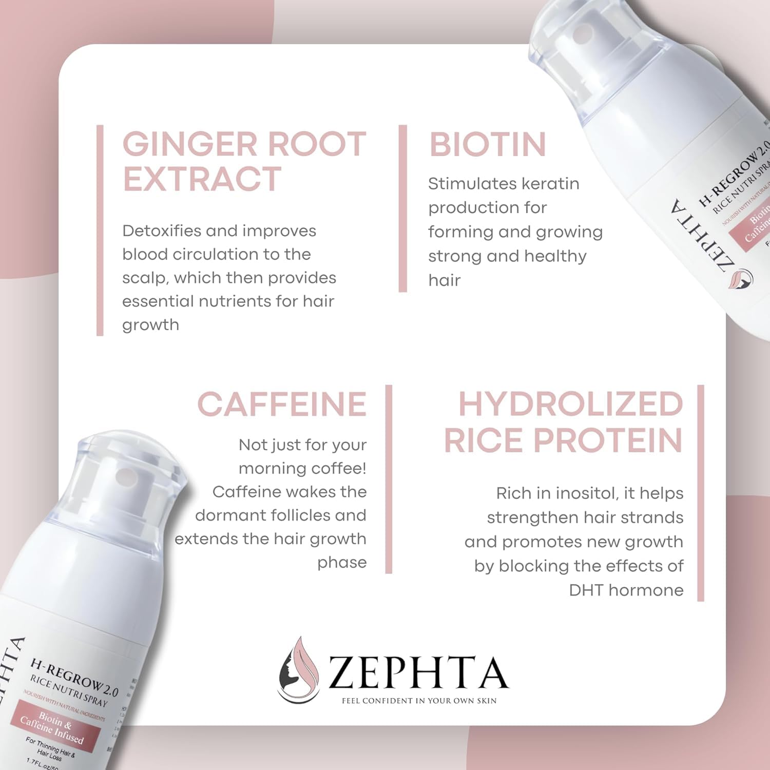 Zephta H-Regrow cabello fino, mayor densidad percibida.