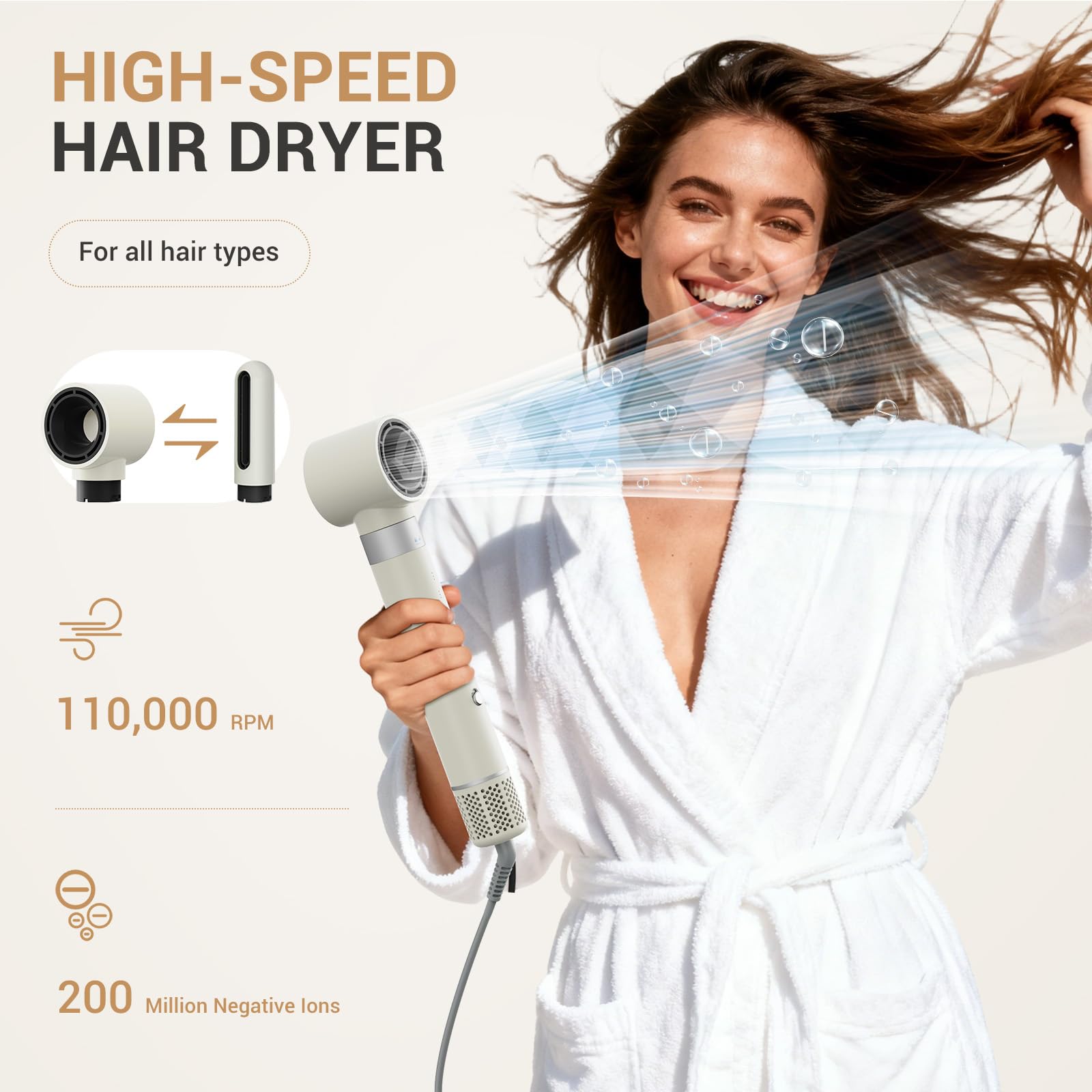 Zephyrluxe 6-en-1 Styler: cepillo ovalado para volumen suave y definición