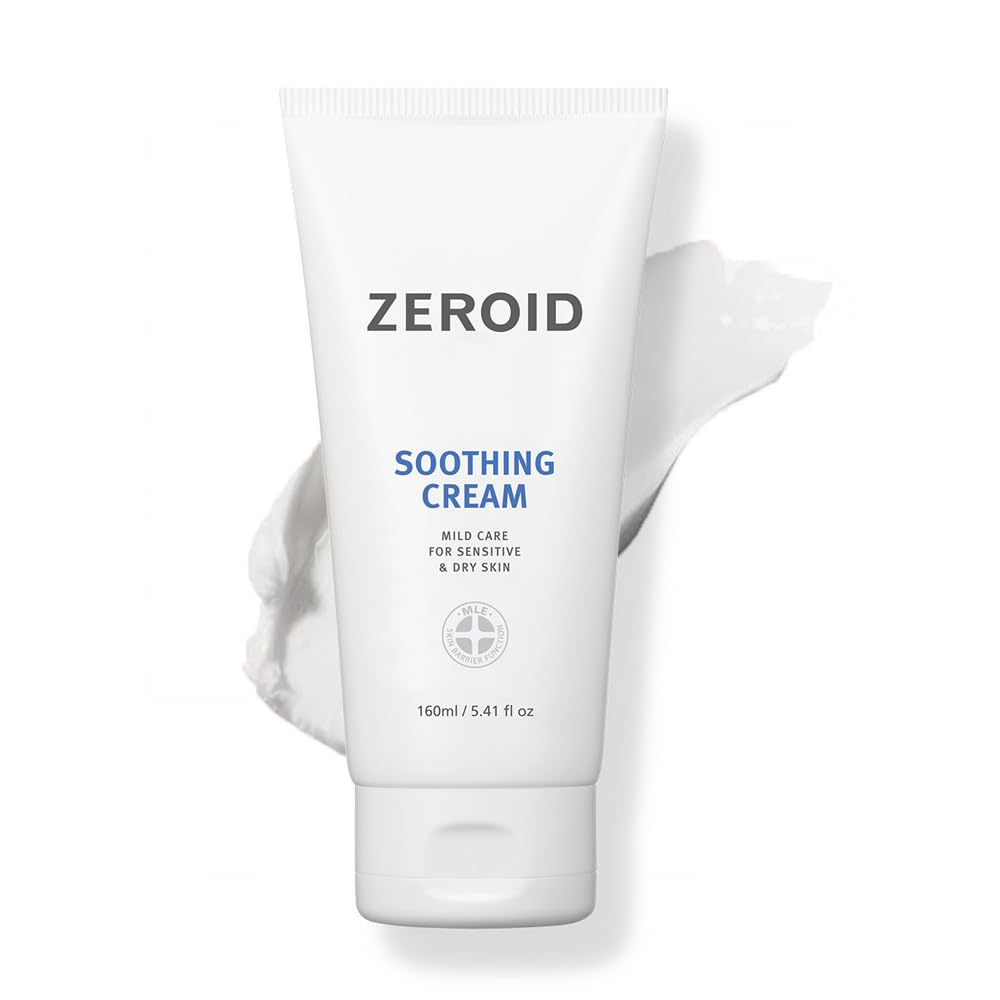 ZEROID Crème apaisante visage avec texture légère et hydratation rapide pour peaux sensibles.