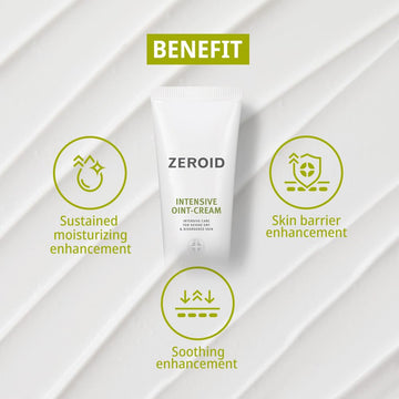 Zeroid Intensive Crème Visage application démontrant son utilisation sur peau sèche.