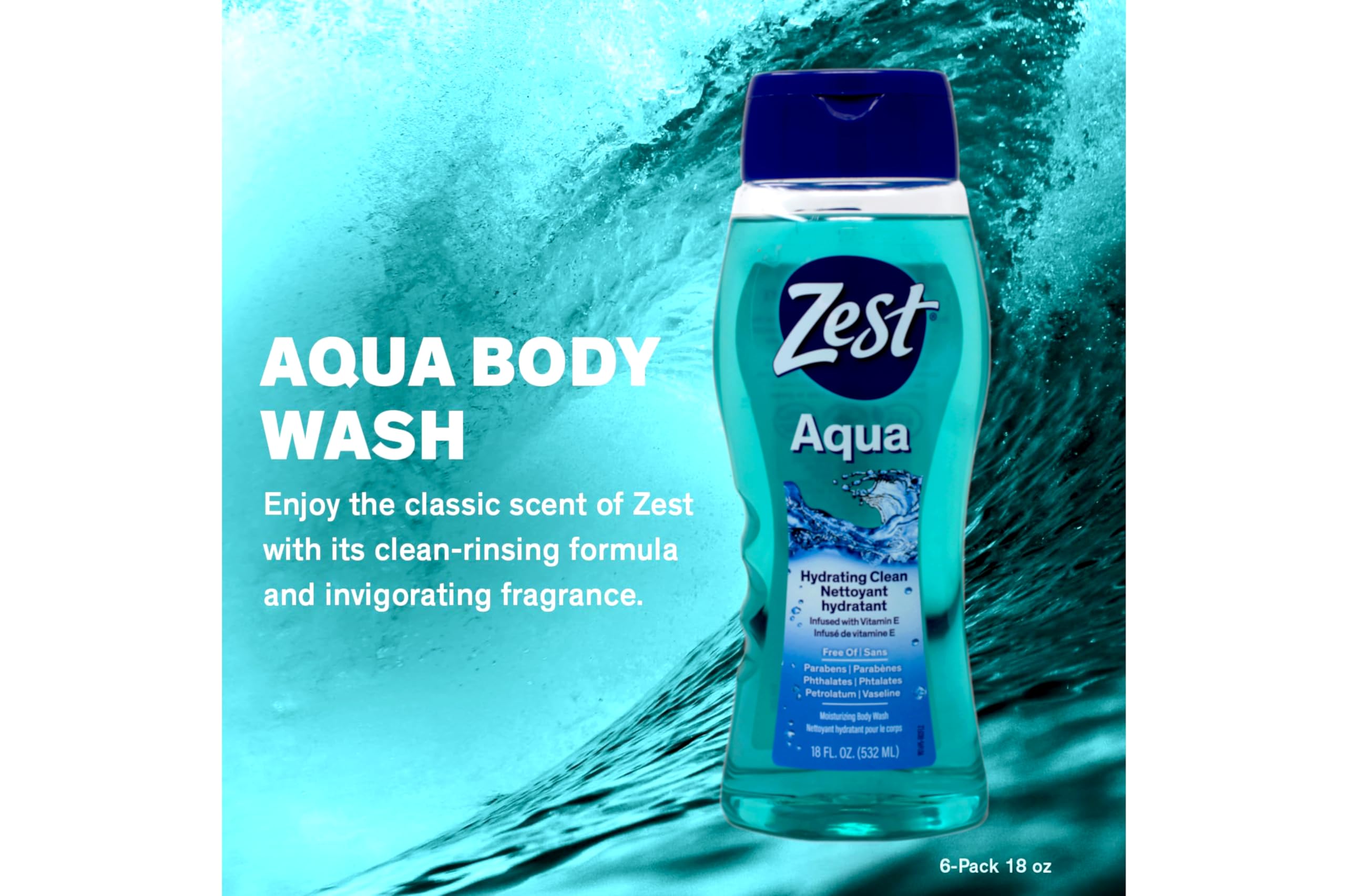 Zest Aqua: uso en ducha para piel hidratada tras enjuague.