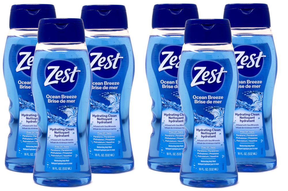 Zest Gel Douche minéraux marins offre hydratation légère et fraîcheur.