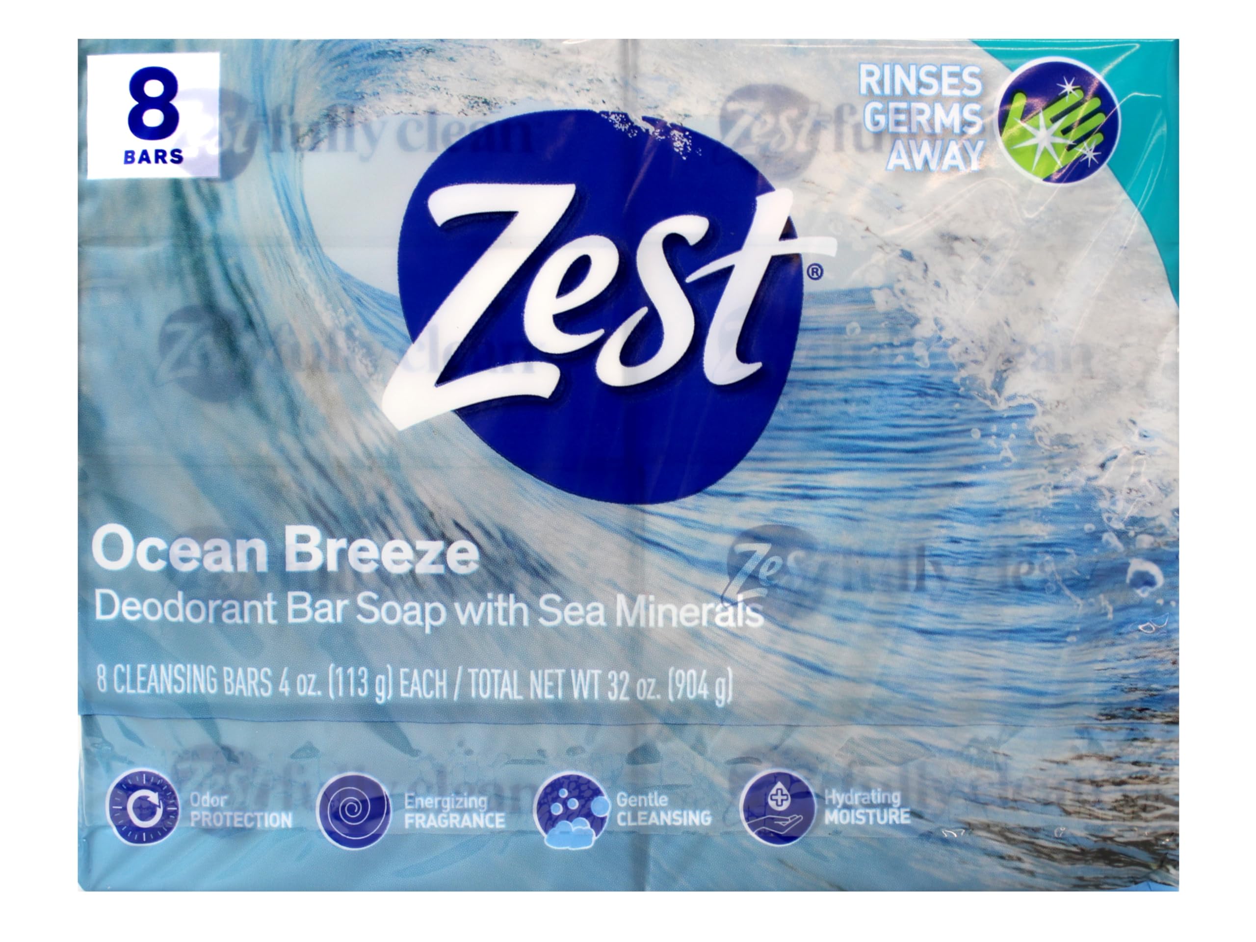 Zest Ocean Breeze fórmula sin químicos agresivos para piel sensible.