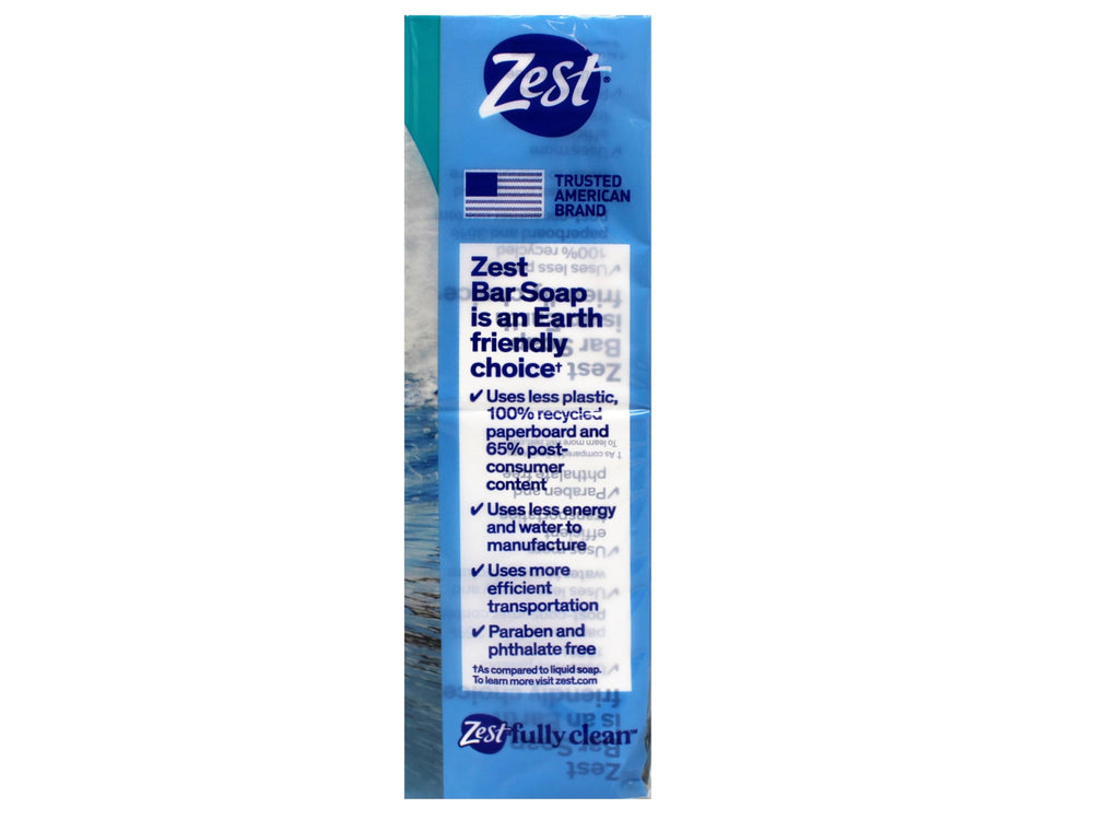 Jabón Zest Ocean Breeze ofrece limpieza refrescante para empezar el día.