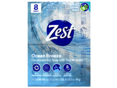 Jabón Zest Ocean Breeze con minerales marinos para piel limpia y revitalizada.