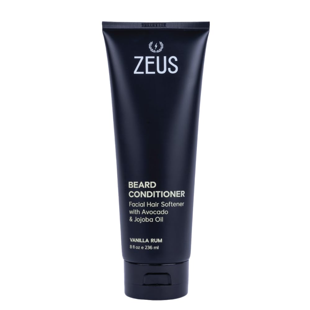 Envase del ZEUS Acondicionador para barba con té verde para hidratación suave.