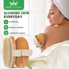 Zeutch Premium Dry Brushing: mango largo desmontable para alcanzar zonas difíciles con facilidad.