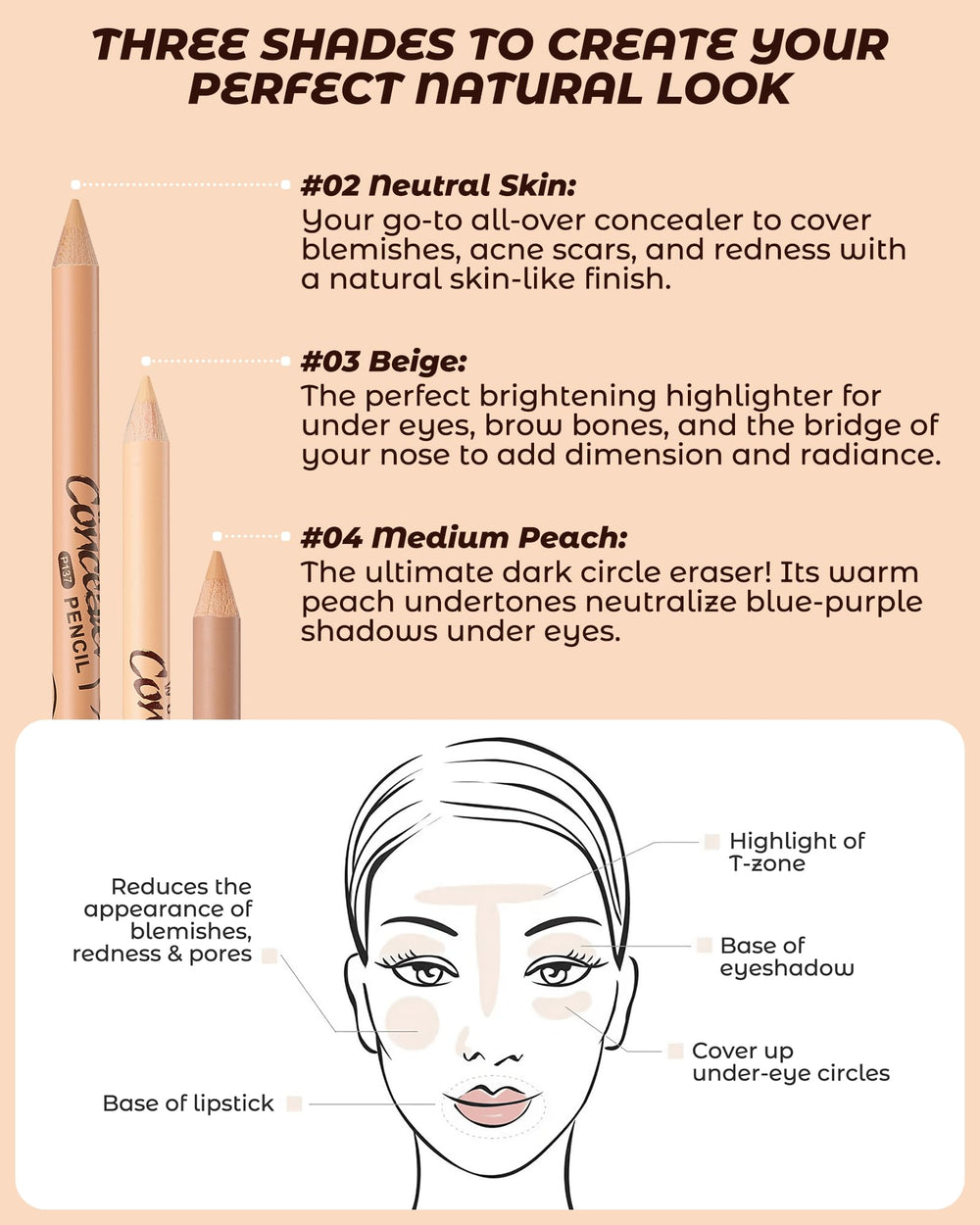 ZEVNI lapiz corrector tono 04 medio melocoton, neutraliza ojeras