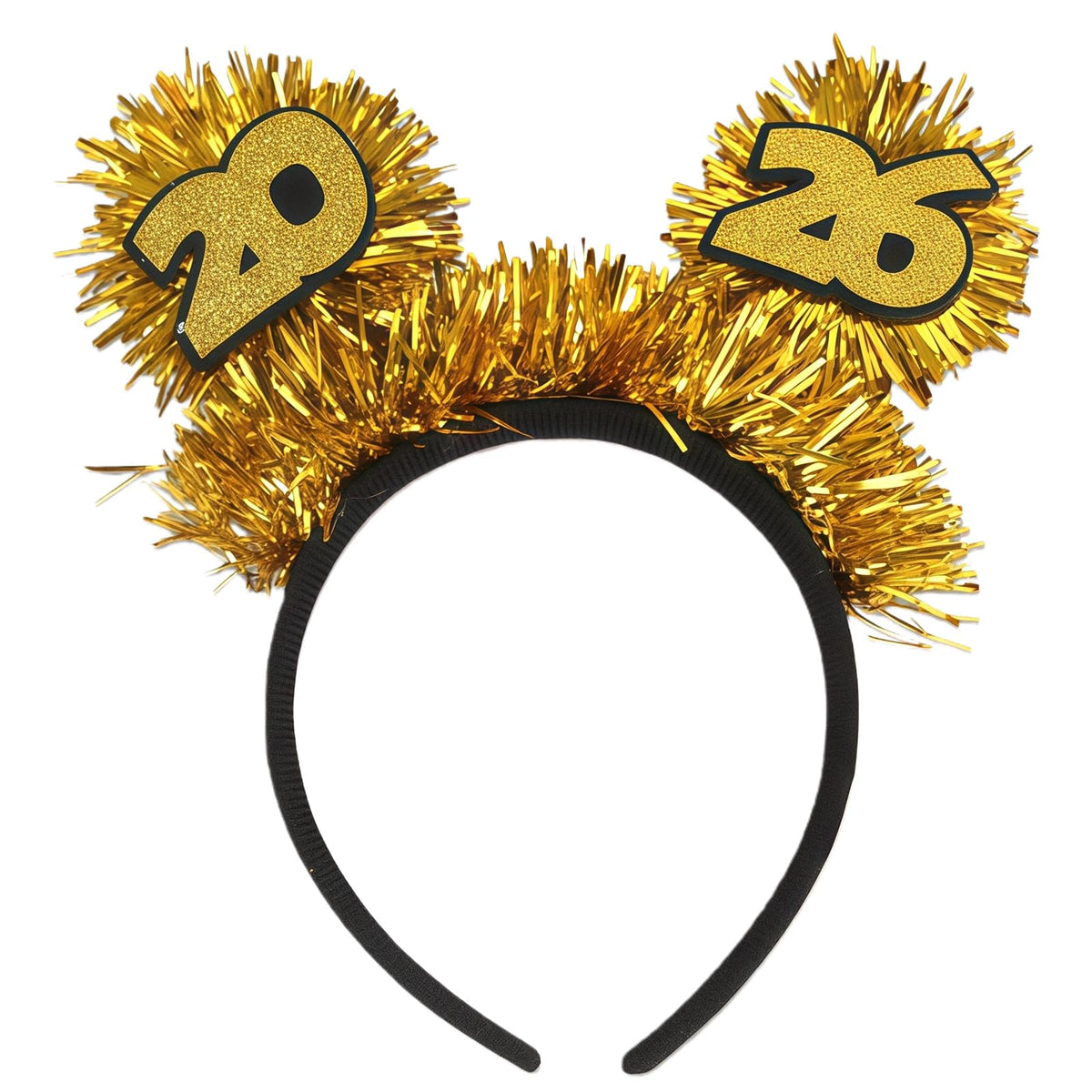 Diadema ZEYER 2026 con brillo y estrellas doradas para fiestas.