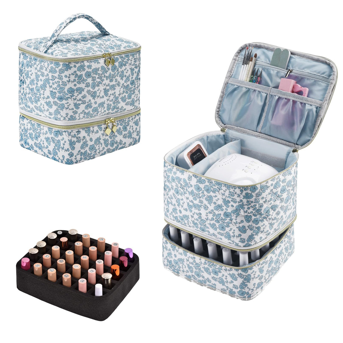 ZFZGFRCS organizador de esmaltes con 30 botellas y luz para uñas, ideal para casa.