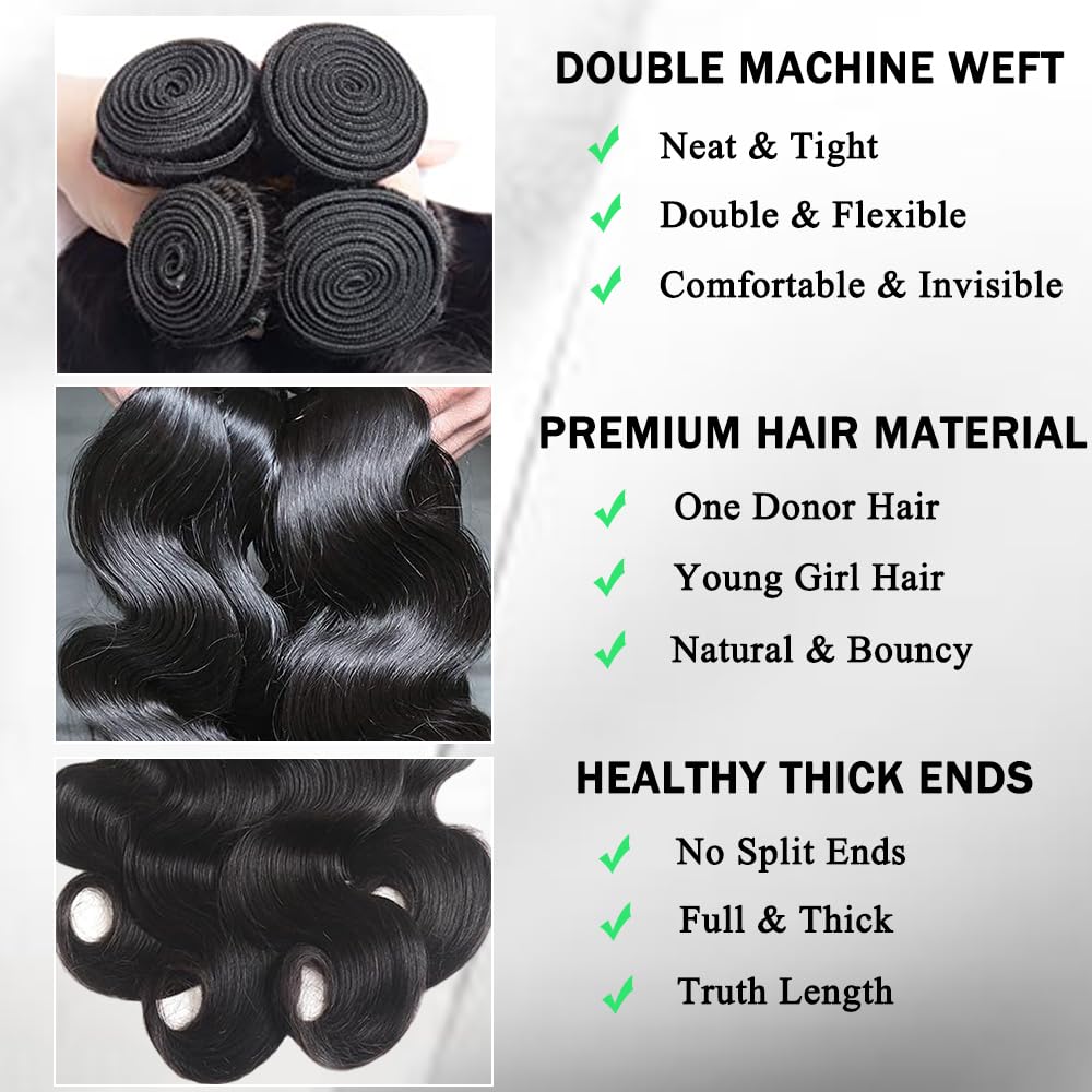 ZGGTL cabello ondulado cuerpo 20 pulgadas, volumen real para uso diario