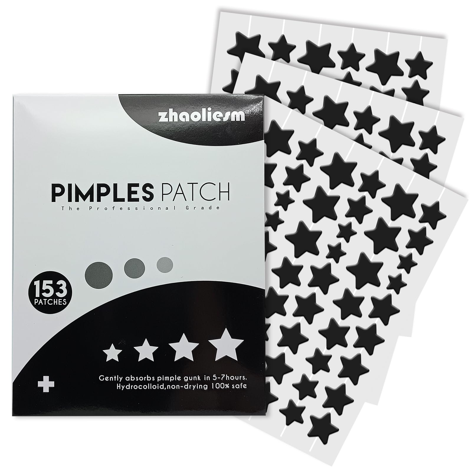 Parche estrella negra de ZHAOLIESM para rostro cubre imperfecciones con adherencia suave.