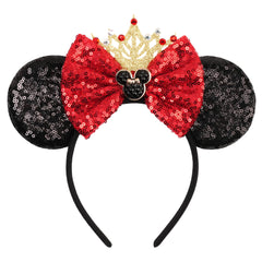 Diadema zhezesmila con orejas de ratón brillantes y corona, ideal para fiestas festivas.