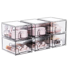 ZHIAI cajón apilable transparente para maquillaje en tocador.