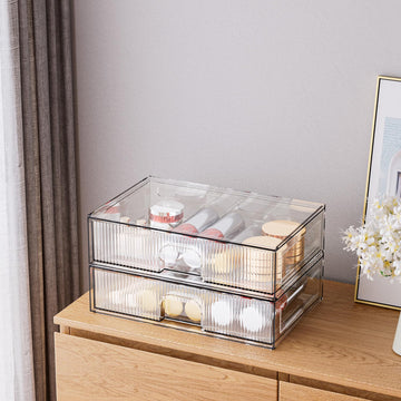 ZHIAI organizador acrílico de dos piezas apilables para maquillaje
