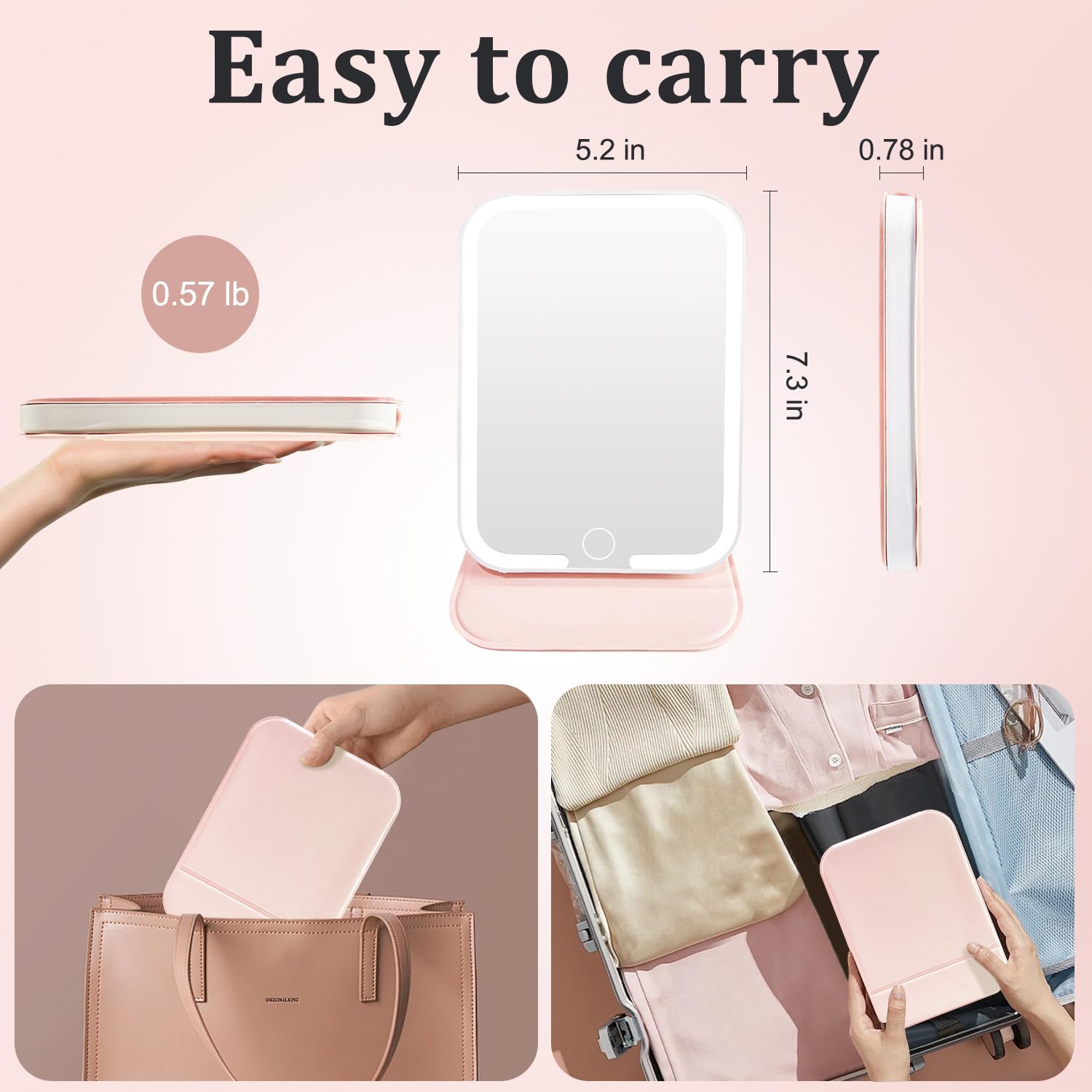ZHUOTHAN Espejo con carga USB integrada para uso continuo.