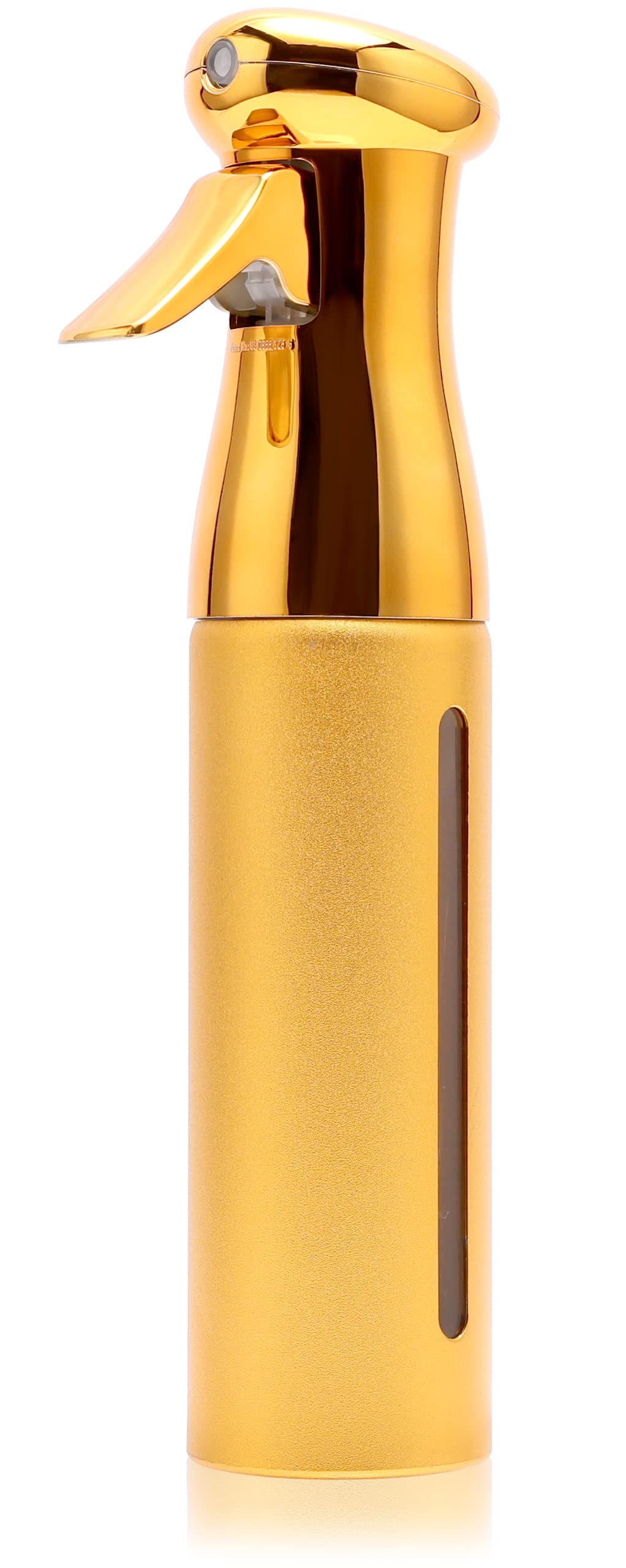 Botella ZIBARBER con atomizador estilo salón en dorado para rociado fino