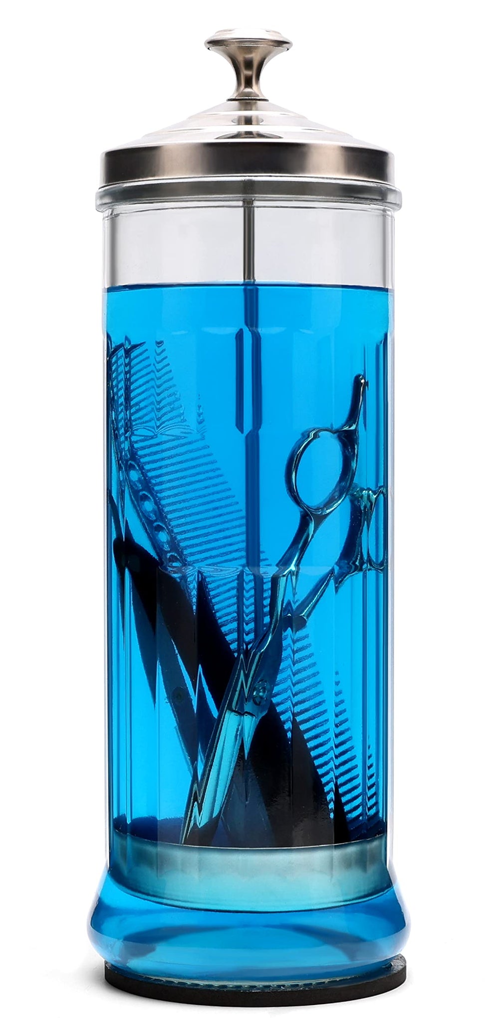 ZIBARBER frasco desinfección vidrio 50oz para esterilizar herramientas de manicura