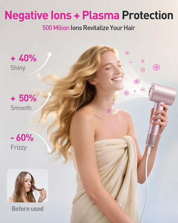 Zibtes ion negativo 500 millones para reducir frizz durante el secado